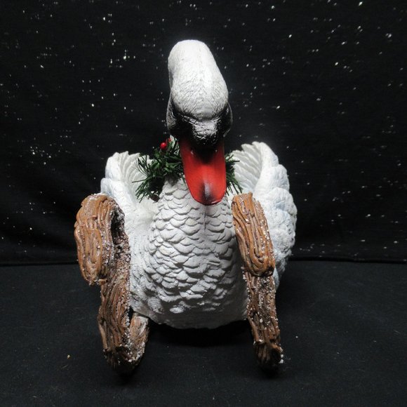 Christmas/Holiday Winter Decorative Swan Sleigh Planter - Picture 3 of 8